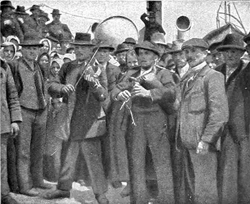 Musicians Among the Passengers in Steerage Brings Music to the Emigrants.