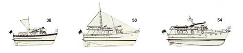 Side Views of the Passagemaker 38, 50 and 54.