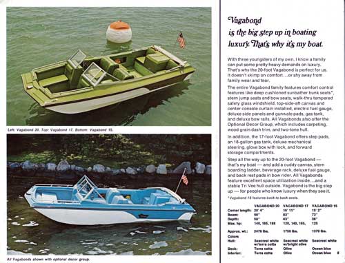 Duo Vagabond is the Big Step Up In Boating Luxury. That's Why It's My Boat. Duo 1973 Catalog.