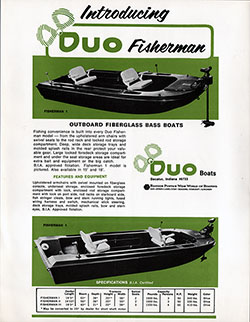 GGA Image ID # 23bb317db9 Introducing Duo Fisherman Outboard Fiberglass Bass Boats. 1971 Print Advertisement.