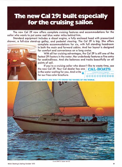GGA Image ID # 23986a24ef The New CAL 29: Built Especially For The Cruising Sailor. 1973 Print Advertisement.