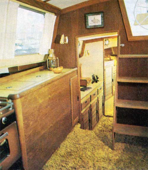 View of the Galley and Forward Compartment on the Cal 2-46 Yacht.