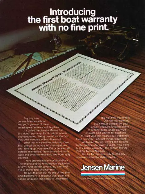 Jensen Marine Boat Warranty - No Fine Print.