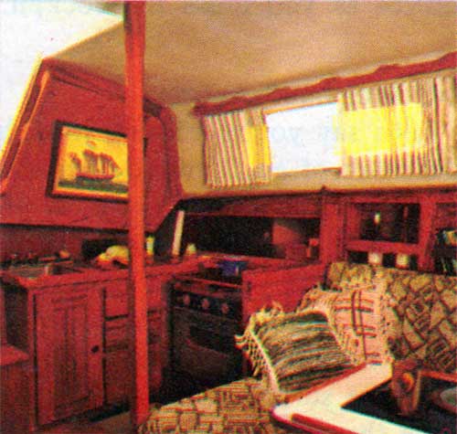 GGA Image ID # 239d412048 The Cal 34 Below Decks showing the L-Shaped Dinette.