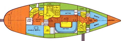 GGA Image ID # 23aee72144. Click to View a Larger Image. Schematic for the Cal 44 Yacht by Jensen Marine.