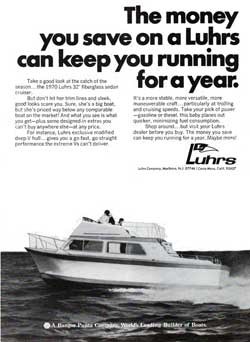 The Money You Save on a Luhrs Can Keep You Running for a Year. 1970 Print Advertisement.