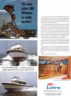 The New Luhrs 360 Offshore Is Really Terrific! Electronics Courtesy of Raytheon. 1972 Print Advertisement.