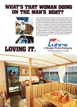 What’s That Woman Doing on the Man’s Luhrs Boat? Loving It. 1973 Print Advertisement.