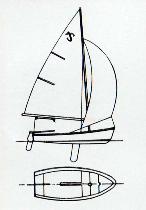 Diagram of the O'Day Ospray, Side and Top Views.