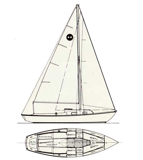 GGA Image ID # 23ed58873f Top and Side View Diagrams of the O'Day Outlaw Sailboat.
