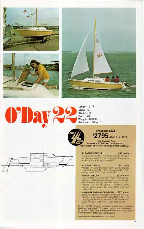 The brand new O'Day 22 Sailboat for 1973. Part 3 of 3. O'Day 1973 Gold Medal Fleet Catalog.