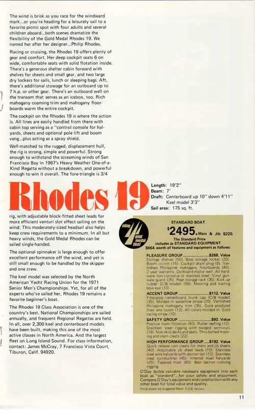 GGA Image ID # 23f5f43d48 O'Day Rhodes 19 for 1973. O'Day 1973 Gold Medal Fleet Catalog. Part 2 of 2.
