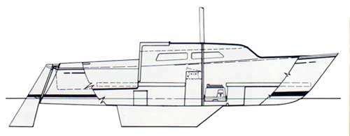 Deck Plan of the O'Day 22 Sailboat, Side Schematic. O'Day 1973 Gold Medal Fleet Catalog.