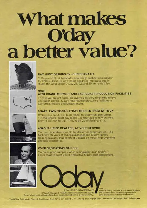 GGA Image ID # 23de8ca4ae What Makes O'Day a Better Value? 1974 Print Advertisement.