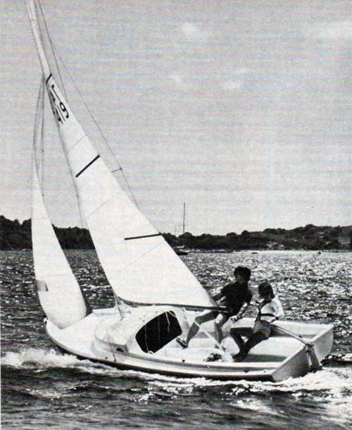 A Young Couple Sails the Original Day Sailer, One of Four Day Sailers O'day Builds. 1976 Photo.