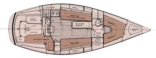 Click to View a Larger Image. O'Day 28 Yacht Schematic, Top View.