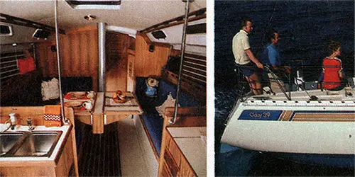 Main Saloon of the O'Day 39 and a Topside View of the Fantail.
