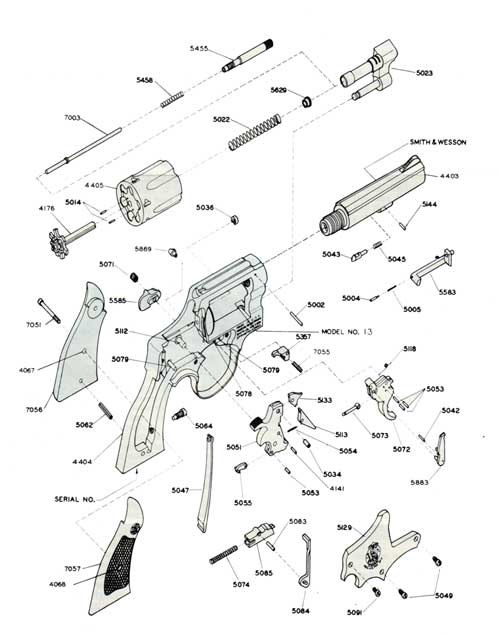 GGA Image ID # 1e896cb028 Schematic Diagram of a Bangor Punta Era Smith & Wesson .357 Military & Police Revolver Model 13.
