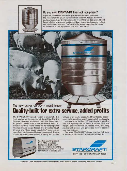 The New STARCRAFT Round Feeder. Quality-Built for Extra Service, Added Profits. 1971 Print Advertisement.