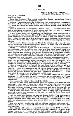Typed 1950 letter from CAPT Ernest J. Wessen, U.S. Army Signal Corps (Ret.), to Mrs. H. R. Anderson.