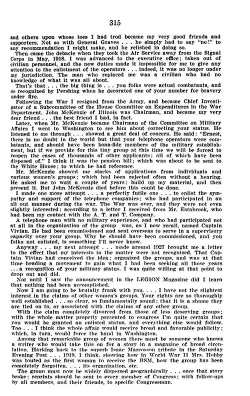 GGA Image ID # 23760494ea. Click to View a Larger Image. Attachment 4, Part 2: Letter from CAPT Ernest James Wessen, US Army Signal Corps (Ret.) to Mrs. H. R. Anderson Regarding the Hello Girls in World War I.