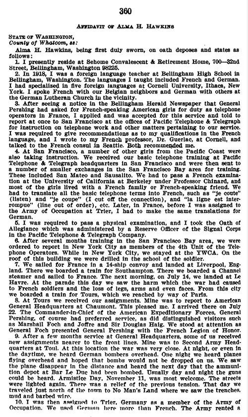 Affidavit of Alma H. Hawkins (1977).