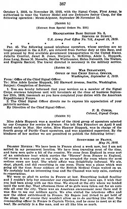 Termination of Services letter to Adele L. Hoppock, 6 Sept 1919 (War Department, OCSO).