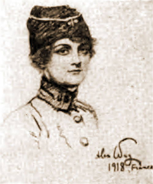 GGA Image ID # 1925a09759 Artist Portrait of Miss Edmée LeRoux, AEF Signal Corps Telephone Operator in France.