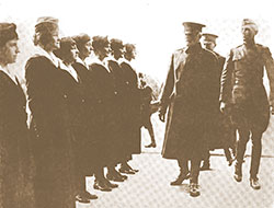 General Pershing reviewing Signal Corps telephone operators on the Rhine (1919)