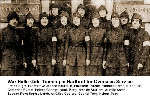 GGA Image ID # 23753ae8eb. Click to View a Larger Image. War Hello Girls Training in Hartford for Overseas Service.