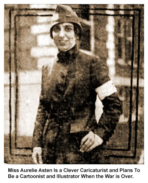 GGA Image ID # 2375143d0f Gave Up Art For War Service. Miss Aurelie Asten Is a Clever Caricaturist and Plans To Be a Cartoonist and Illustrator When the War is Over.