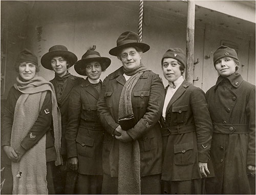 GGA Image ID # 198fdb2202. Click to View a Larger Image. Group of Nurses and Telephone Operators Returning From France on SS Cedric, circa 1919.