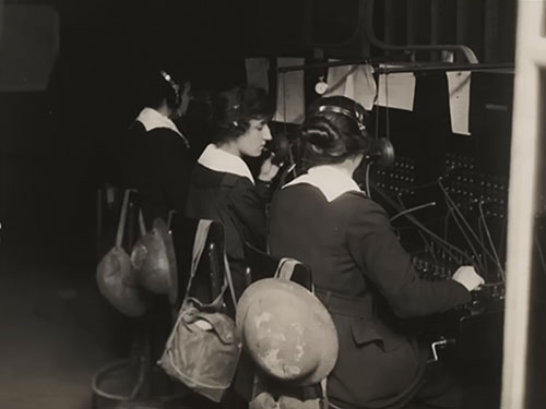 GGA Image ID # 236a95f642. Click to View a Larger Image. (L to R) Berthe Hunt, "Tootsie" Fresnel, and Grace Banker were three of the 223 American female telephone operators who served in France during World War I