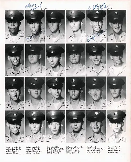 Company A 1967 Fort Benning Basic Training Recruit Photos, Part 5 (Jacob L. Little-Gary Mitchell). Annoated Page.