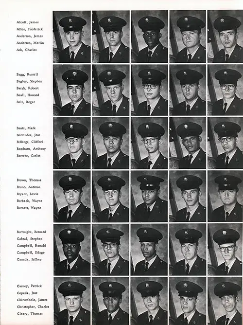 Company E 1971 Fort Dix Basic Training Recruit Photos, Part 1 (James Alcott-Thomas Cleary).