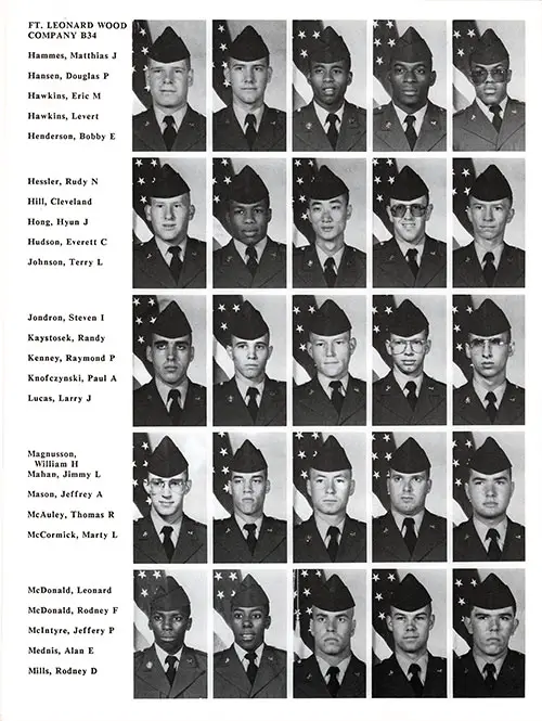 Company B 1986 Fort Leonard Wood Basic Training Recruit Photos, Part 3 (Matthias J. Hammes-Rodney D. Mills).