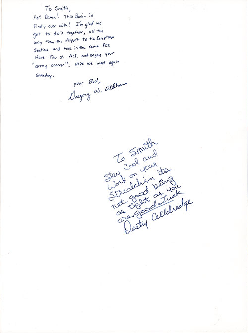 Company B 1986 Fort Leonard Wood Basic Training Recruit Yearbook Style Inscriptions, Page 9. a Few Recruits Signed Their Names or Left a Brief Message by Their Photo.