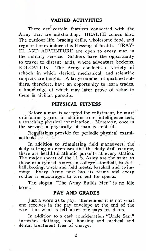 Varied Activities, Physical Fitness, Pay and Grades (Part 1) (Soldier's Life, 7 April 1939)