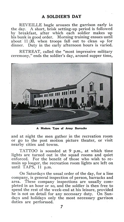 A Soldier's Day (Reveille, Retreat, Tattoo, etc.). (Soldier's Life, 7 April 1939)