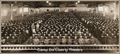 GGA Image ID # 1cebb3e748 Camp Dix Liberty Theatre Showing Soldiers Seated for the Entertainment Event.
