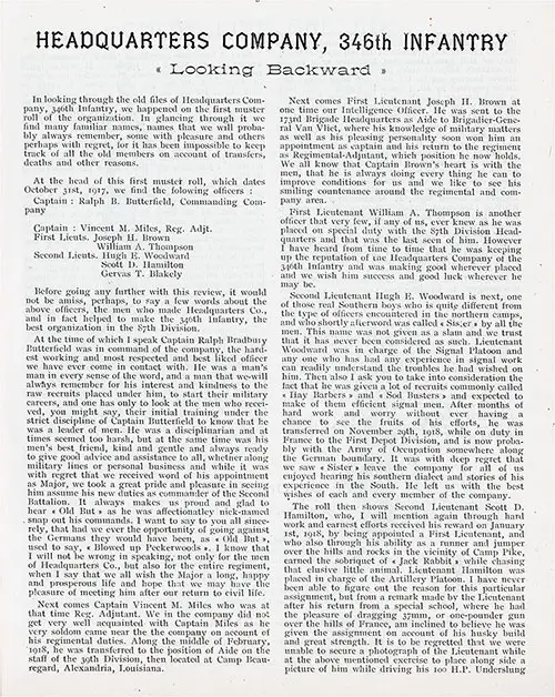 GGA Image ID # 13479e7e25 Headquarters Company, Looking Backward, Part 1 of 2.