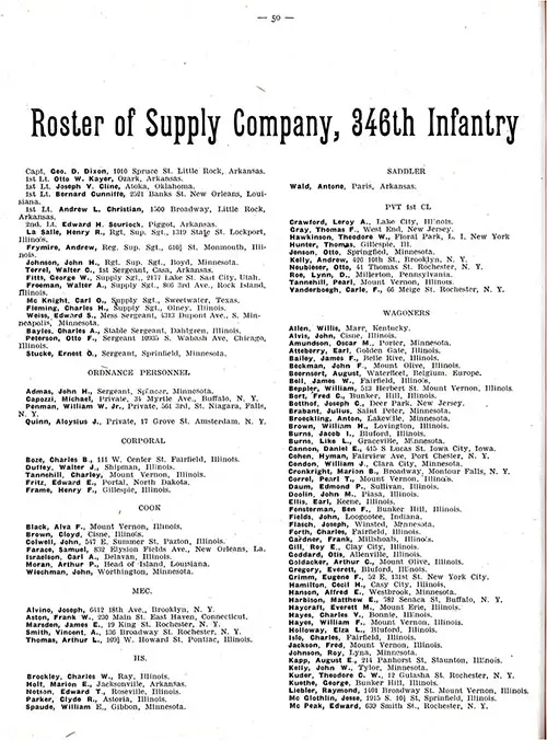 GGA Image ID # 1e7543f272 Roster of Officers and Enlisted Men of the Supply Company, 346th Infantry, 87th Division, AEF. Part 1 of 2.