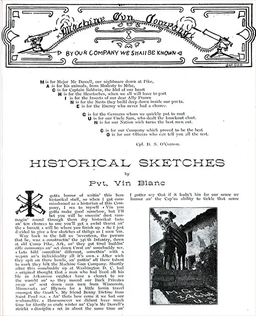 GGA Image ID # 1345229a59 Historical Sketches by Pvt. Vince Blanc of Machine Gun Company, 346th Infantry, P. 1 of 2.