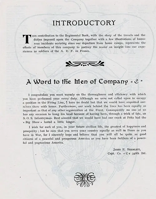 GGA Image ID # 133fde2b2b Introduction and a Word to the Men of Company "C" by Captain James E. Bramlett.