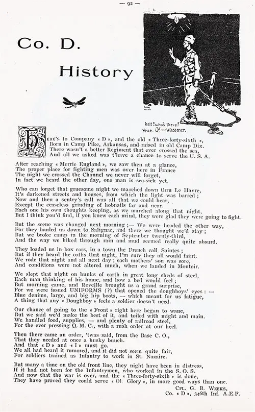 GGA Image ID # 1342ad00be Company "D" History, 346th Infantry, 87th Division, AEF.