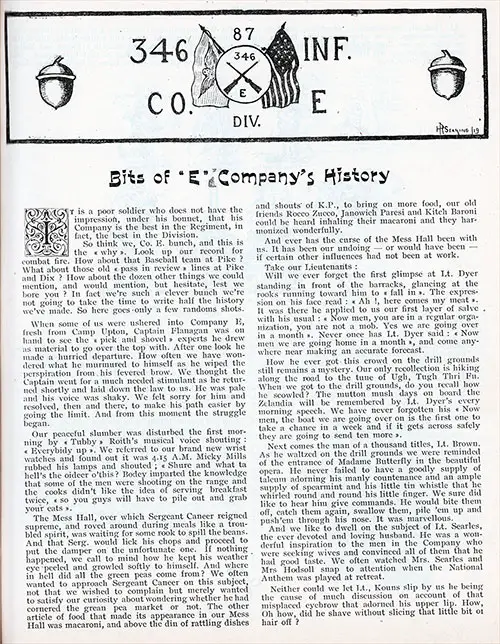 GGA Image ID # 1350aa0b9a Page 1 of 3, History of Company "E" - 346th Infantry, 87th Division, AEF.