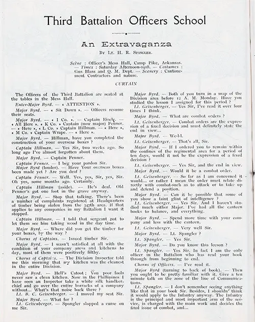 GGA Image ID # 1377df7709 Page 1 of 3. Third Battalion Officer's School - A Screenplay by Lt. H. R. Spangler.