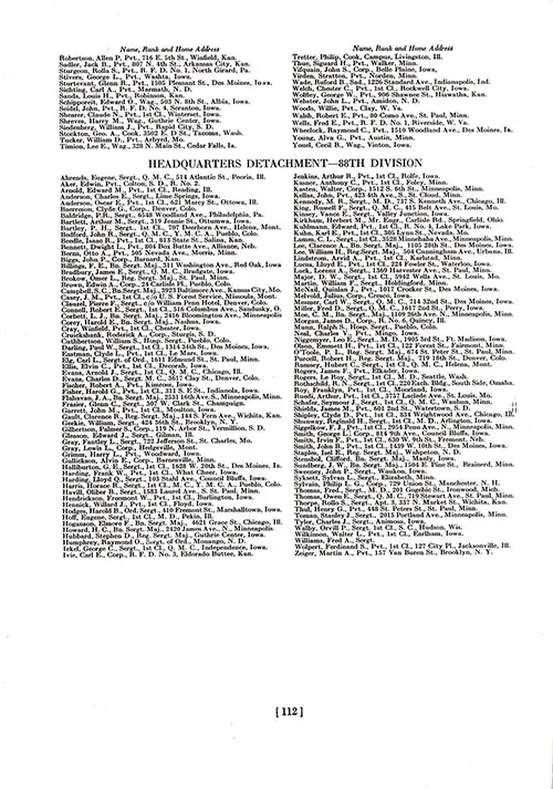 GGA Image ID # 1e7588926c Roster of Officers and Enlisted Men of Headquarters Staff, Troops, and Detachments, 88th Division, AEF. Part 2 of 2.