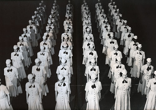 US Navy WAVE Recruits Stand at Attention.