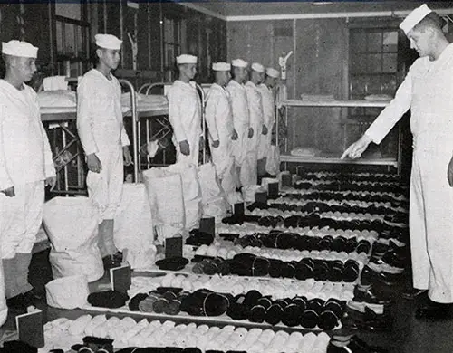 Seabag Inspection By Company Commander at Great Lakes, 1951.